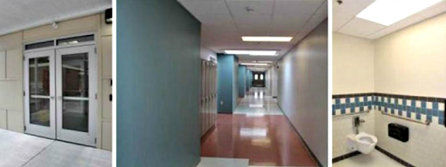 Photo showing accessibility to doors, hallway, and restroom